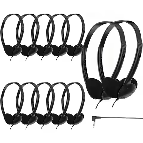 Bulk On-Ear Headphones 3.5mm Wired for Students Schools Libraries Wholesale Comfortable No Battery R