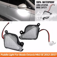 2Pcs 6000K White LED Under Side Mirror Light Puddle Lamps For Skoda Octavia Mk2 Mk3 5E 1Z 2004-2020 