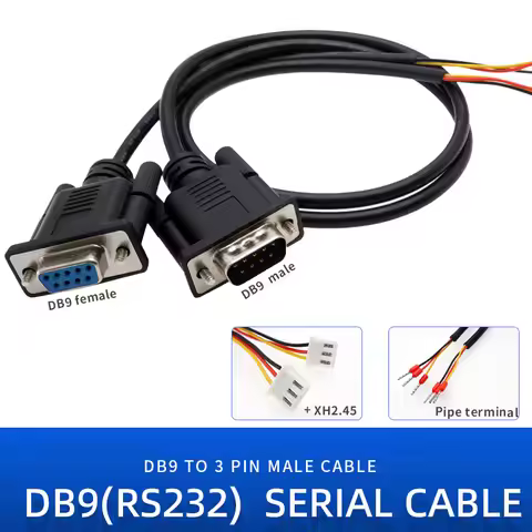 Open Waterproof 16GA DB9 RS232 serial cable 1m 3 pin Pigtails pen End plug Connector Tail extension 