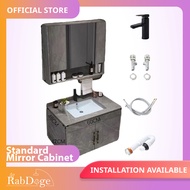Rabdoge Bathroom Sintered Stone Basin Cabinet With Mirror Cabinet Armani Grey