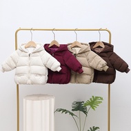 Autumn Winter New Girls Jacket Solid Color Corduroy Fabric Thick Warm Hooded Cotton Coats For 1-5Y B