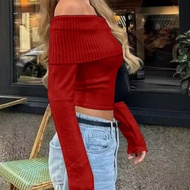 Elegant Solid Color Off-Shoulder Long Sleeve Slim Fit Sweater Going Out Party Dating Casual Cozy Fas