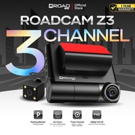 ROADCAM Z3 3 Channel Dashcam 1080P Full HD, Front + Inner + Rear Dashcam 3 Inch Screen 24-H Time Lap