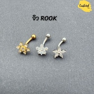 (1 Side) Jewels Rook Diamond Head Curved Eyebrow Tongue Stainless Steel Earrings Spiral Ball 1.2mm F