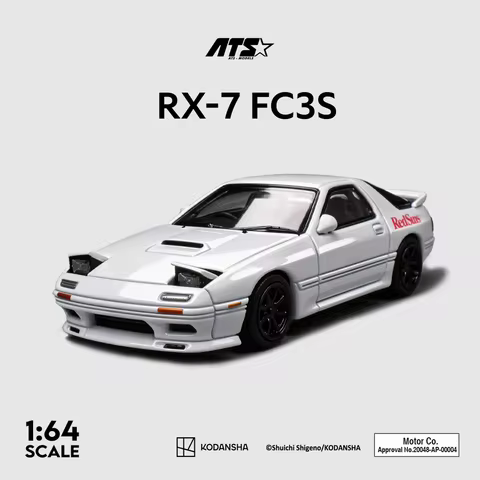 ATS 1:64 RX-7 FC3S Initial D Alloy Diecast Car Model Simulation Vehicle Collection Gift