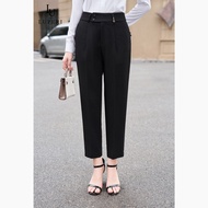 Baggy Style Casual Pants LF5QD21 High Waist 2 Buttons With Exquisite Waistband Accessories