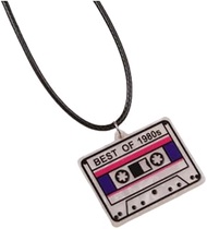 Retro Glitter Cassette Tape Acrylic Pendant Necklace - Colorful 80s Inspired Fashion Jewelry for Par