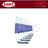 Eight RS-9 9 Pcs 1.5 - 10mm Chrome Standard Length Hex Key Wrench