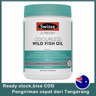 Swisse Odourless Wild Fish Oil 1000mg 400 kapsul minyak ikan omega 3