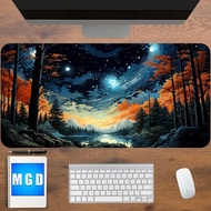 Fantasy forest desk mat, midnight scenery, cosmic desk mat, cosmic space desk pad, night sky mousemat, astronomical desk mat, colourful mat