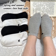10Pairs Heart-shaped Low Socks - Minimalist Ankle Sox - Polyester Cotton Stocking - Women Love Print