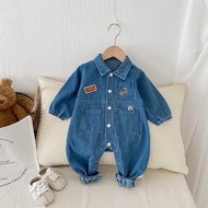 Newborn Clothes Baby Jumpsuit Long Sleeves Denim Baby Boy Girl Bodysuit 3-36 Months