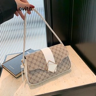 Lovito Casual Small Shoulder Bag Geometric Retro All Over Printed Pattern Concealed Button Handle Cl