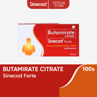 Sinecod Forte 100 Tablets Butamirate Citrate Antitussive for Long-lasting Relief from Dry Cough