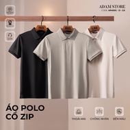 3-COLOR ZIP-NECKLACE POLO SHIRT AP450GXDG ADAM STORE COMFORTABLE, POLITICAL, NEAT