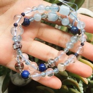 藍色泡泡糖~雙圈手鍊/海水藍寶/藍寶石/青金石/摩根石
