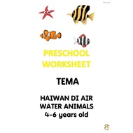 4 to 6 years old: PDF Buku Aktiviti Haiwan Air/Sea Animals (Prasekolah, KEMAS, PASTI, Tadika, Kinder