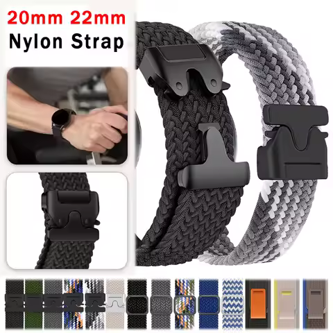 20mm 22mm Nylon Braided Strap For AMAZFIT BIP 5/GTR 4 3 Pro GTR 2e 47mm/GTS 4 3 mini/ACTIVE 2 Band F