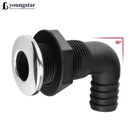 YOUNGSTAR Marine Boat Thru Hull Fitting 90 Connector Plastic Boat Drain Bilge Pump Plumbing For 3/4, 1Inch Hose G7O3