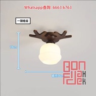 日式鹿角吸頂燈(LED E27) 三色光 實木燈座 玻璃燈罩 按環境需要 燈頭多少可選 Chandelier Light/Pendant Light [AP589-63]