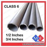 ( 1 Feet ) CLASS 6 ( 1/2'' , 3/4'' ) Tebal Thick PVC Pipe Paip Air Plastik Kelabu Grey ( Sama Macam 