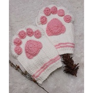 Cat Paw Gloves Crochet/Knitting Gloves (Adult size)