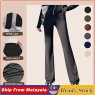 JMF_Women Long Trousers Seluar Bootcut Fashion Palazo laici Female Cotton Loose Casual Pants Plus Si