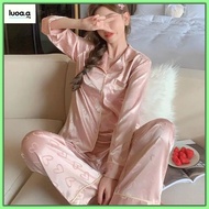 Summer high-end pajamas ice silk style long sleeve trousers high-end silk simple day suit home cloth