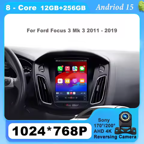 Android 15 For Ford Focus 3 Mk 3 2011 - 2019 Carplay Auto radio Car Radio Multimedia 8 CORE IPS LED 