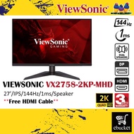 VIEWSONIC 27" VX2758-2KP-MHD LED FLAT (QHD 2560 x 1440P , 144HZ) IPS PANEL GAMING LCD MONITOR (1MS, 