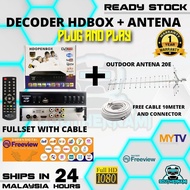 DECODER HDBOX MYTV + ANTENA ARIAL OUTDOOR 20E DVB-T Digital TV MALAYSIA FREEVIEW MYTV