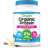 Organic Vegetarian 21g Protein+Super Food Powder, Vanilla Flavor, 2.02lbs NUCS