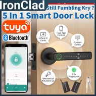 5-in-1 Tuya B7 Smart Door Lock Fingerprint Password RFID Card Kunci Pintu Pintar Digital App Control