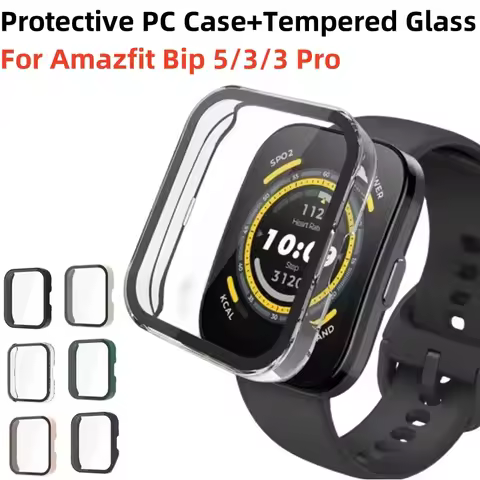 PC Case Glass For Amazfit Bip 5 All-around Screen Protector Bumper Shell for Amazfit Bip 3/3 Pro Bip