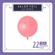 22 INCH MACARON PINK MACARON & HOLOGRAPHIC FOIL BALLOONS 4D BALLS - 4D FOIL BALLOONS ORBZ - 4D FOIL 