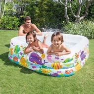 INTEX SEA AQUARIUM POOL*Inflatable Swim pool*62.5(L)*62.5(W)*19.5(H)in/159*159*50cm(Inflated)*Pump t