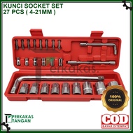 MERAH NEWEST SOCKET WRENCH SET 27PCS 4-21MM PREMIUM RED