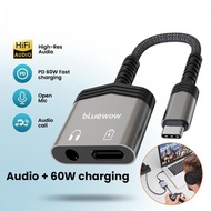 60W+3.5mm]60W 2-in-1 USB-C to 3.5mm & Fast Charging Adapter - OTG Audio Splitter for Samsung/Xiaomi/