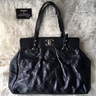 CHANEL ■Coco Mark Turnlock Matelasse 黑色 荔枝皮 銀釦 BOOKTOTE GST 肩背包