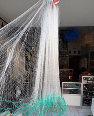 Jaring ikan siap pakai 3 lapis tinggi 1m panjang 20m bandul lanting tanah (bahan seperti genteng) Ja