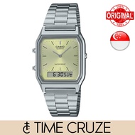 [Time Cruze] Casio AQ-230 Dual Time Adjustable Stainless Steel Analog Men Women Watch AQ-230A-9A AQ-