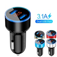 12-24V Car Phone Charger 2 Ports Fast Charging LCD Display Autolader Led Display Voltmeter 3.1A Dual