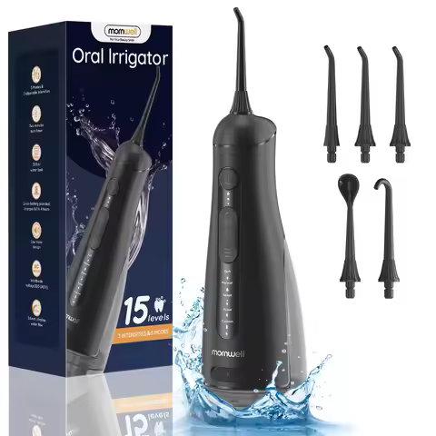Portable Oral Irrigator with 5 Jet Tips , 5 Cleaning Modes of 3 water pressure , 300ml Water Tank IP