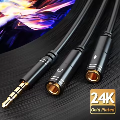 Headphone Splitter 0.3m 1ft 3.5mm 2 Female to 1 Male Mic and Audio Y Splitter TRRS Headset Adapter C