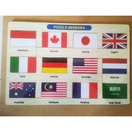 KAYU Educational Wooden Toy Flag Puzzle