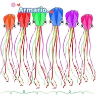 ARMARIO Octopus Kite, 4m Giant Orange   Kite,  DIY Toy Good Flying Soft Kite Outdoor Toy