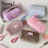 PEONY1 Pencil , Plush Portable Pen Bag, Light Luxury Leopard Print Makeup Bag Back To School