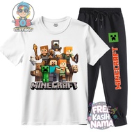 Boys and Girls T-shirt and jogger Pants Set with Minicraft Motif and can be given a name