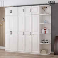 HY&amp; b7Wardrobe Home Bedroom Clothes Closet Home Family Pack European Solid Wood Simple Four-Door Wardrobe Open Door and