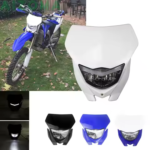 Supermoto Motorcycle Headlight White Head Lamp Light For Suzuki Yamaha Enduro MX EXC WRF YZF CRF DRZ